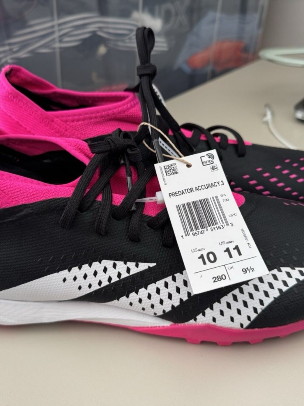 Adidas Predator Accuracy .3 Turf Shoes Men's 10 Black White Team Shock Pink